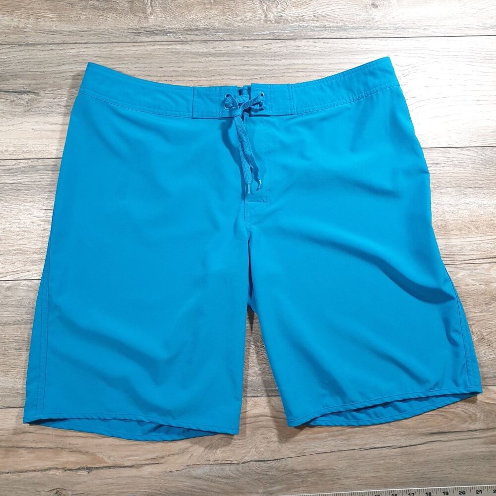 Men Mossimo Supply Blue Board Shorts Swim Trunks Drawstring Back Pocket Waist 38